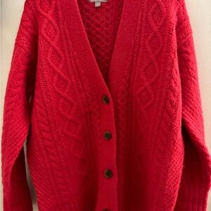 J. Crew Pink Cable Knit Cardigan Sweater